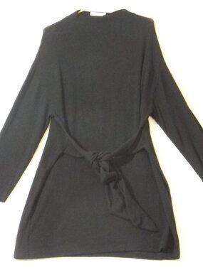 Reformation Jeans Dress Womens Medium Black Short Knit Stretch Long SleevesTied